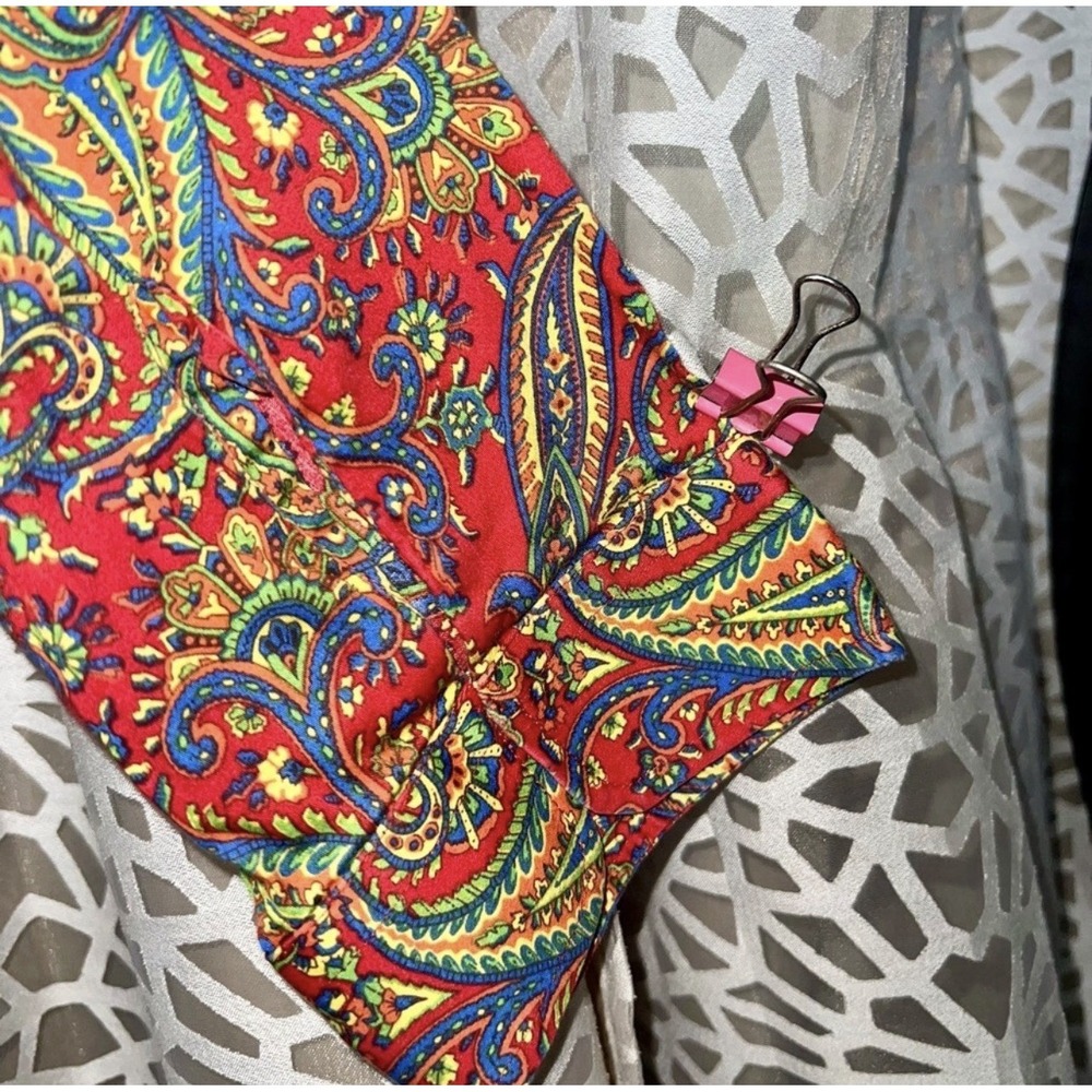 Lauren Ralph Lauren Paisley Button Front Shirt Red Multicolor XL 100% Cotton - Picture 8 of 9